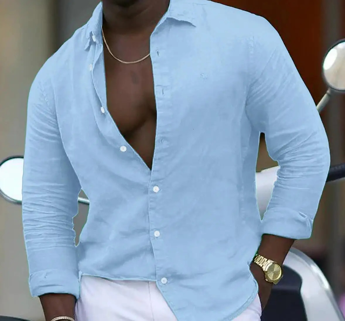 Shirt Couples Spring And Summer Couples The Same Casual Long-sleeved Shirt Solid Color Button Style Casual Lapel Shirt Beach 250813