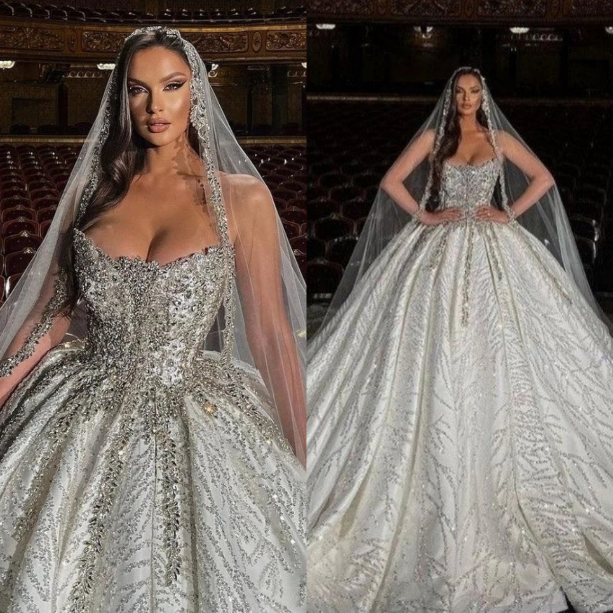 Exquisite Strapless Beaded Wedding Dress Ball Gown Elegant Crystal Lace Bridal Dress Customized Sleeveless vestidos de novia