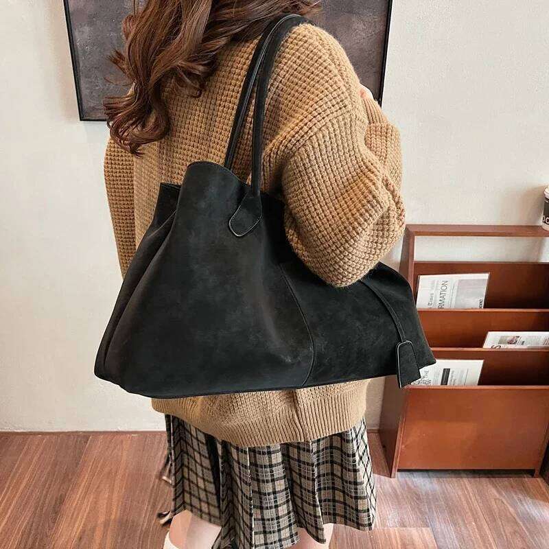 LEFTSIDE Big Short Handle PU Leather Solid Color Tote Bags For Women 2024 Y2k Ladies Shoulder Bag Females Retro Handbags