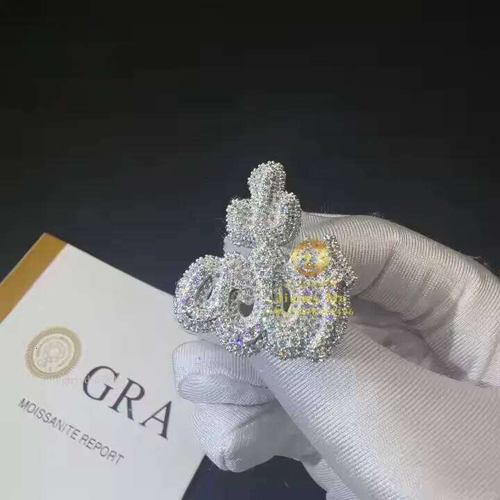 Ready to Ship Lan Dia Custom Sier Vvs Moissanite Iced Out Hip Hop Jewelry Mens Ring