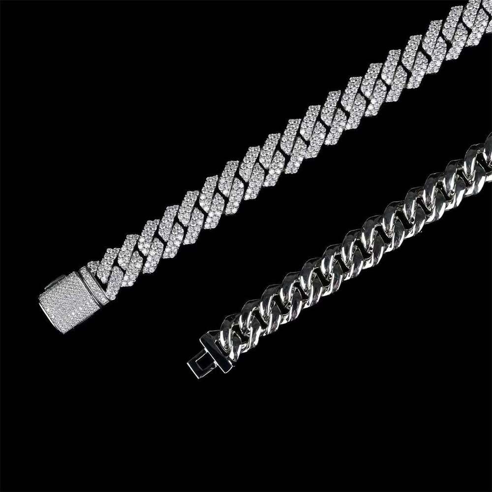 14mm Cuban Chain 14k Gold Plated Rhodium Hip Hop Necklace with Zircon Engagement