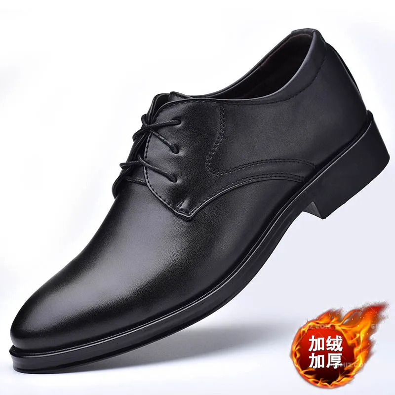 Men Dressing Shoes Formal for Mens Casual Shoe Leather Social Wedding er Pointed Toe Black Office Winter Shoes 250814