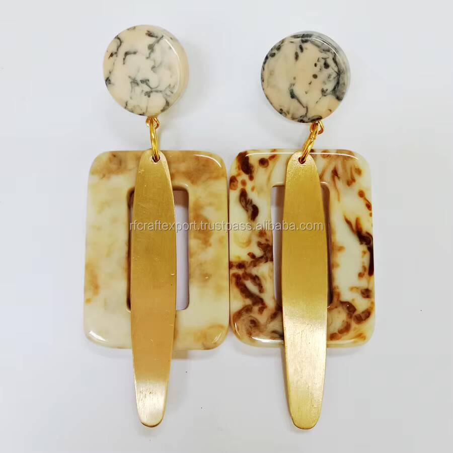 Wooden Resin Size Jewelry Modern Fashion Earrings Women's Handicrafts for Sale