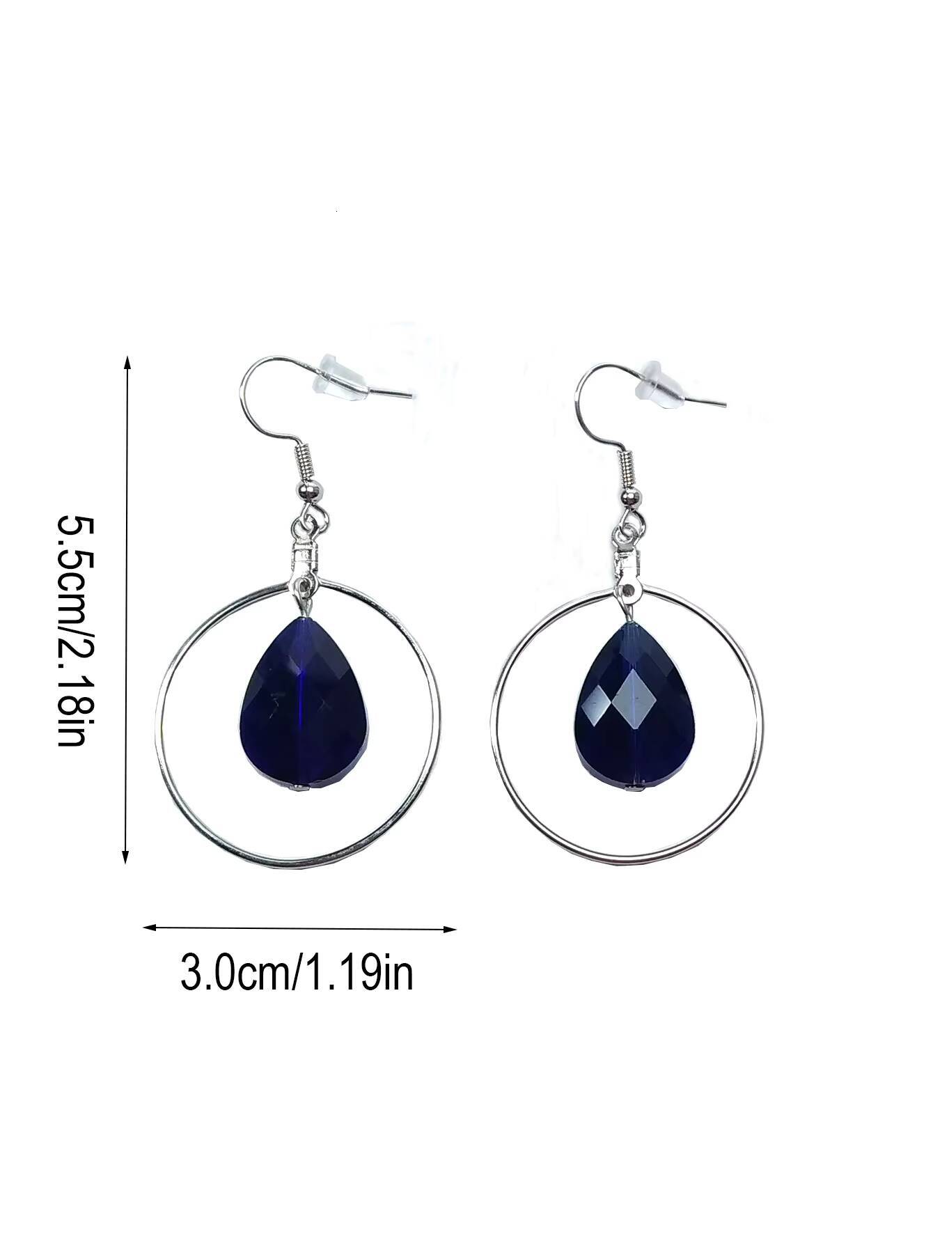Round fashion Earrings, Female Personality Exaggerated, Water Drop Glass Earrings