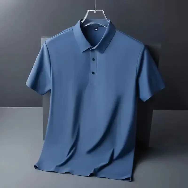2025 New Summer Solid Color Casual Mens Polo Shirt Short Sleeved Turndown Collar Ice Silk T-shirt XJ250804