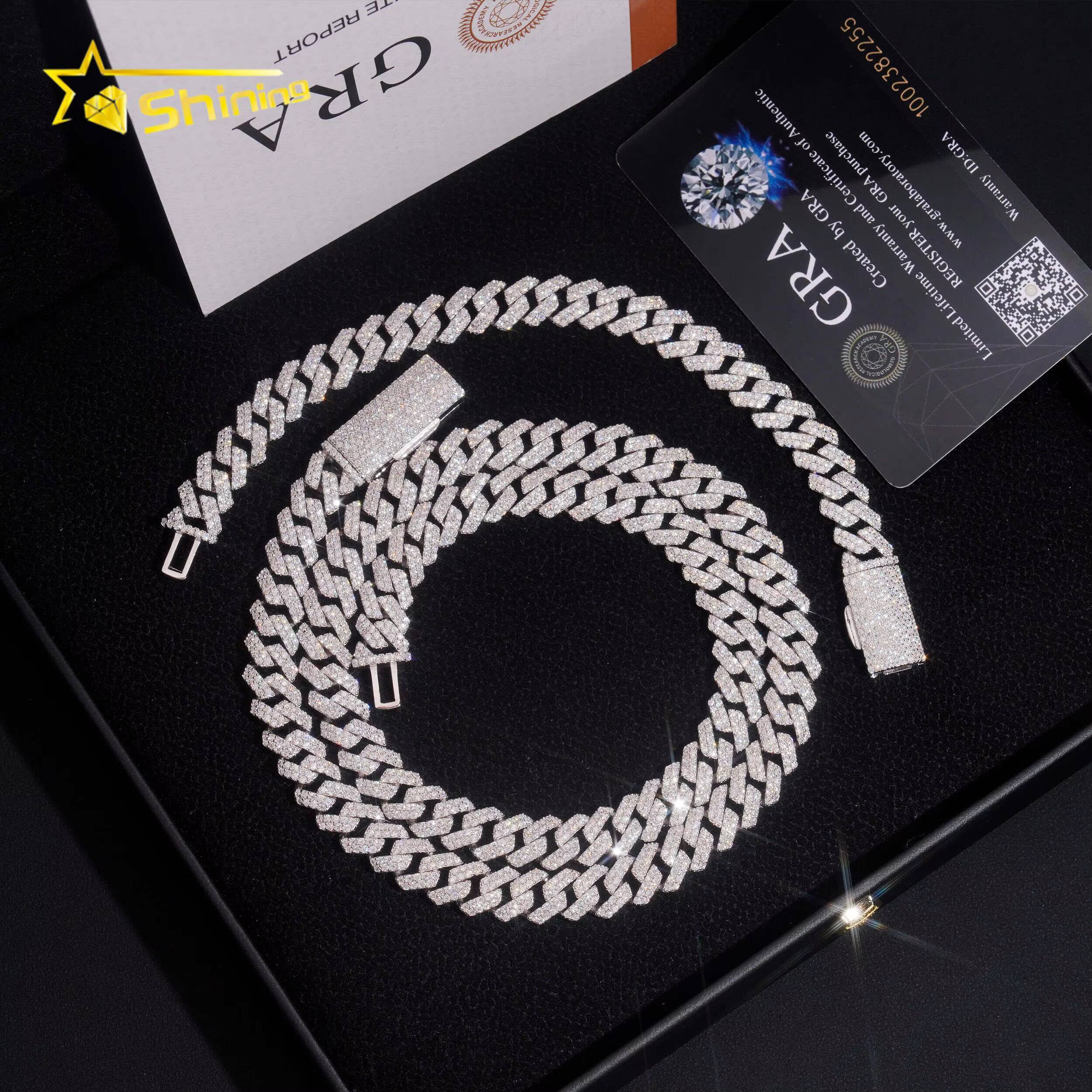 RTS Promotion Hot Selling Hip Hop Jewelry 10mm Solid 925 Sterling Silver Men Necklace Iced Out VVS Moissanite Cuban Link Chain