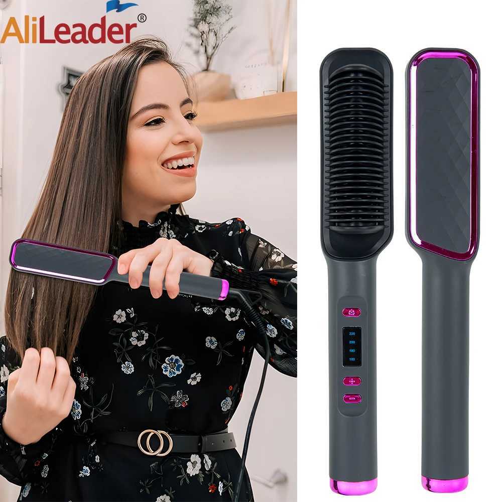 Alileader Straightener Brush Smooth Frizz 30 S Fast Heating 60 Min Auto-Off Women Hairstyle Tools Suitable Long/Thick/Wigs Hair W250814