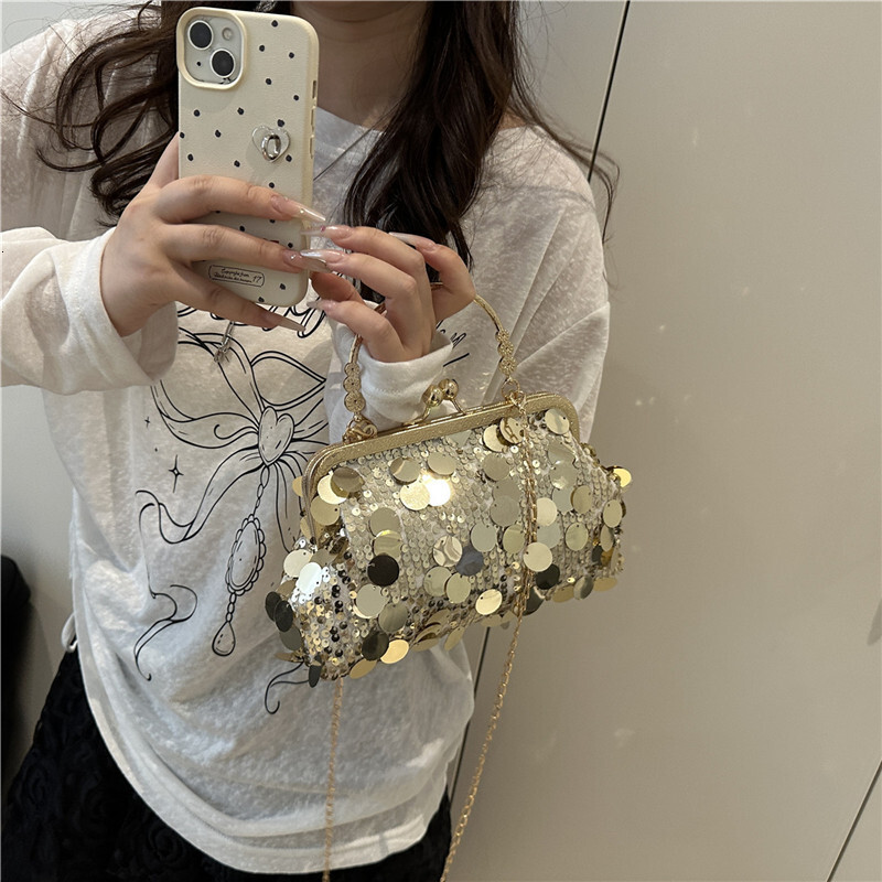 Luxury Brand Designer Bag Niche Design Sequin Bag For Women 2025 Summer New Versatile Shoulder Crossbody Bag High-End Chain Shell Bag