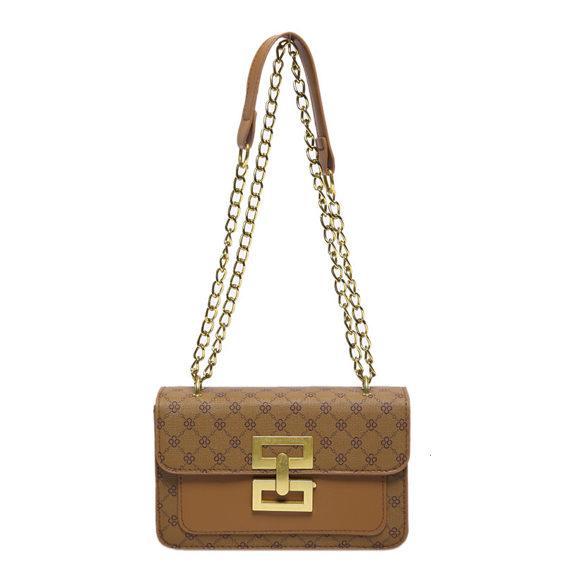 Luxury Brand Designer Bag Vintage Print Lock Buckle Simple Versatile Crossbody Bag Fashion Chain Casual Texture Commuter Crossbody Bag