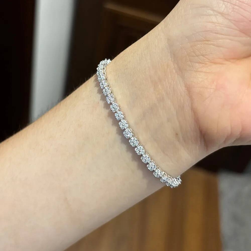 NKHOG Full Moissanite Bracelets Women 925 Sterling Silver Flower Design Wedding Diamond Hand Chains Party Gifts Fine Jewelry GRA