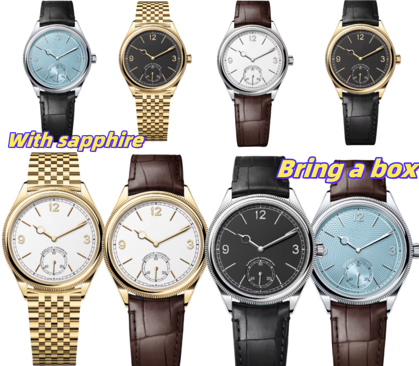 Men's automatic watch, 39mm, 904L stainless steel/leather strap, equipped with luminous/sapphire/waterproof dial, designed by classic fashion designer in 1908