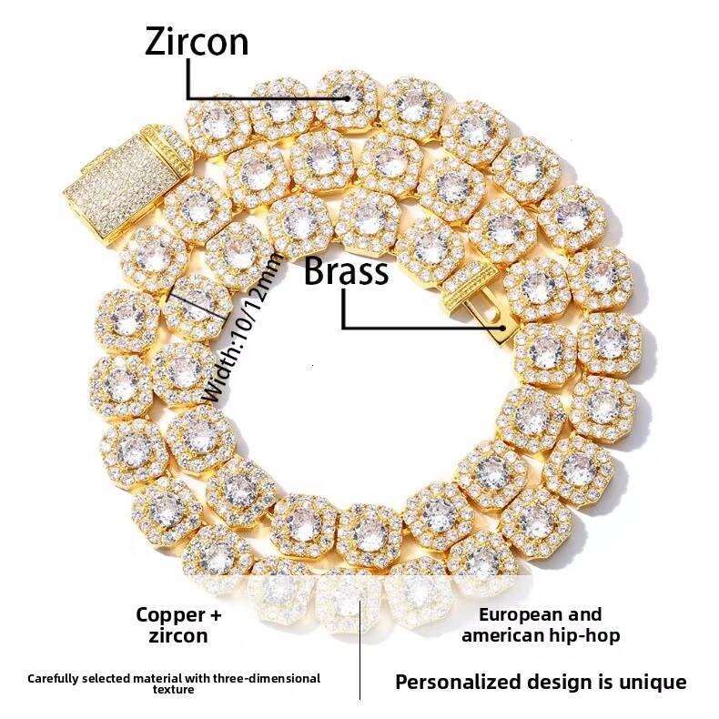 Hip Hop 12mm Diamond Tennis Necklace Customized Necklace for Women High Quality Necklace Wholesale for Men