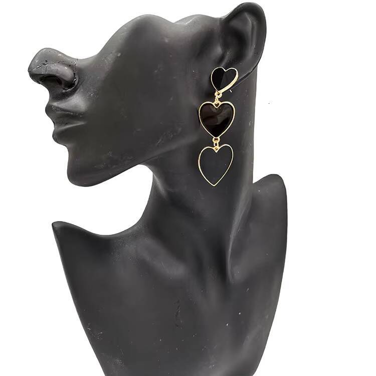 Fashionable Elegant Alloy Banquet Long Heart-shaped Enamel Earrings Women's Accessories Cross-border