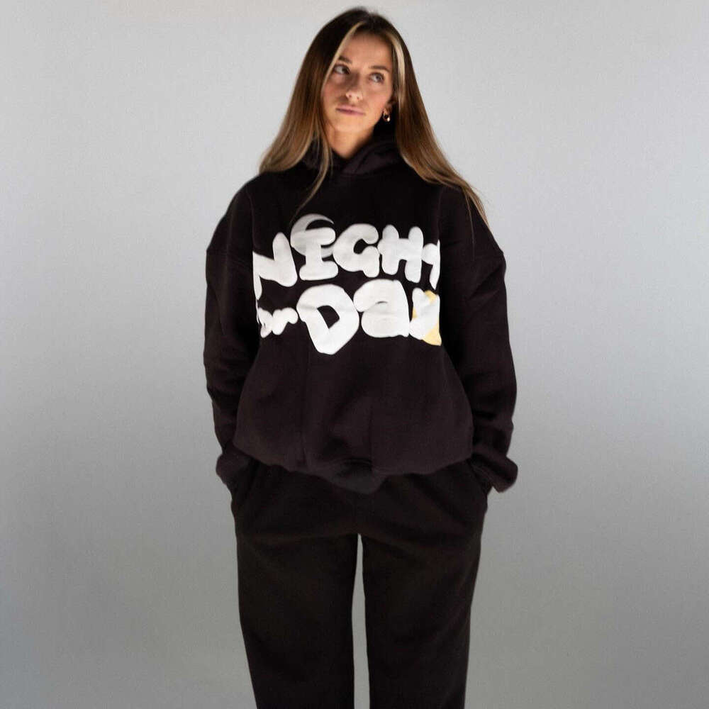 Simple Loose Versatile Hoodie Personality Foam Men and Women Pullover Sweatshirt Sweatpants