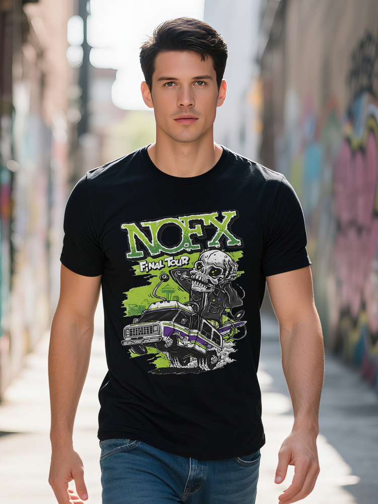 Vibrant NOFX Final Tour Graphic Black Men's Summer Casual Crew Neck T-Shirt Lightweight Breathable