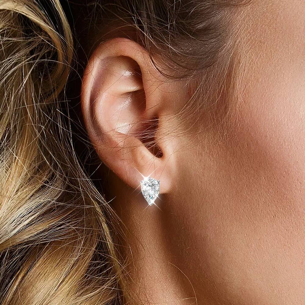 BXINY 1/2/4Carat Pear Cut Moissanite Stud Earrings S925 Silver Waterdrop Diamomd Ear Studs for Women Gifts Fine Jewelry with GRA