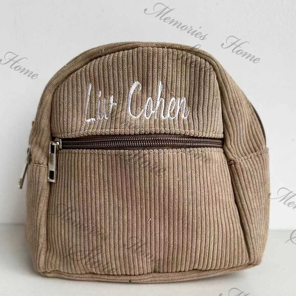 Embroidered Name Mini Corduroy Bag for Women Customized Solid Color Fashion Girls Small Mini Backpack Outdoor Travel Backpacks XJ250814