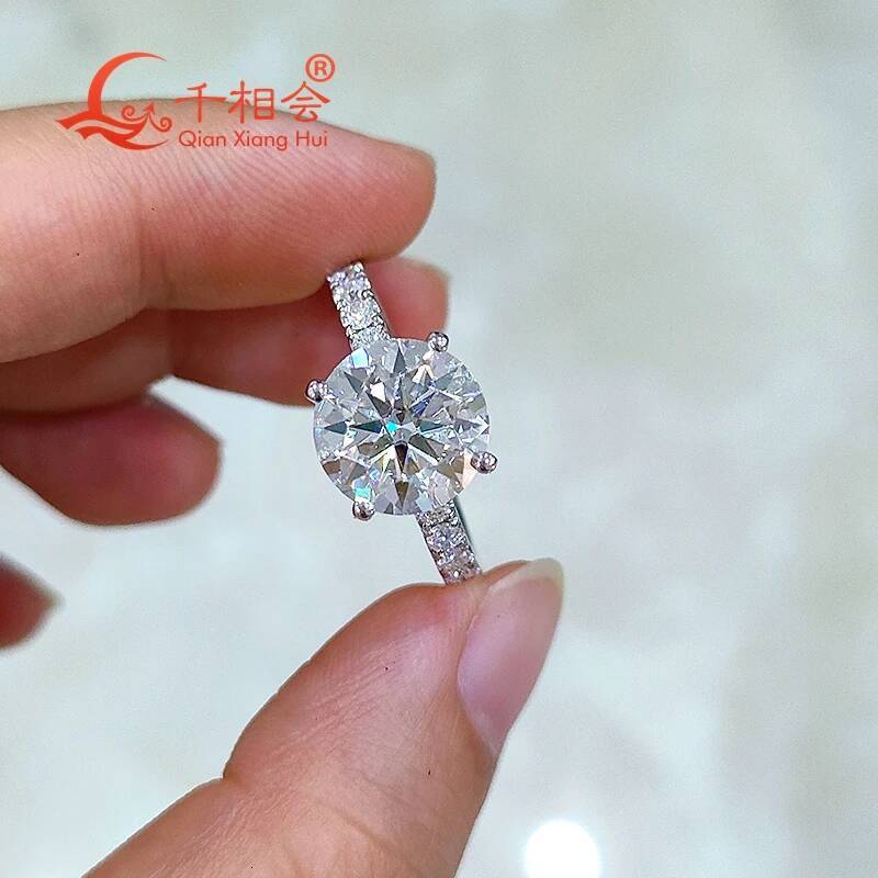 4ct 10mm round Moissanite Diamond Ring 2/3 Band 925 Sterling Silver D Color VVS Wedding Jewelry Making Engagement Ring
