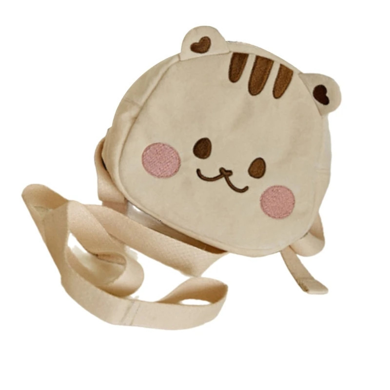 QX2D Kids Travel Bag Cartoon Pattern Baby Bag Plush Small Bags with Traction Rope Anti Lost Backpack for Girls Boys 1-5 Years 250813