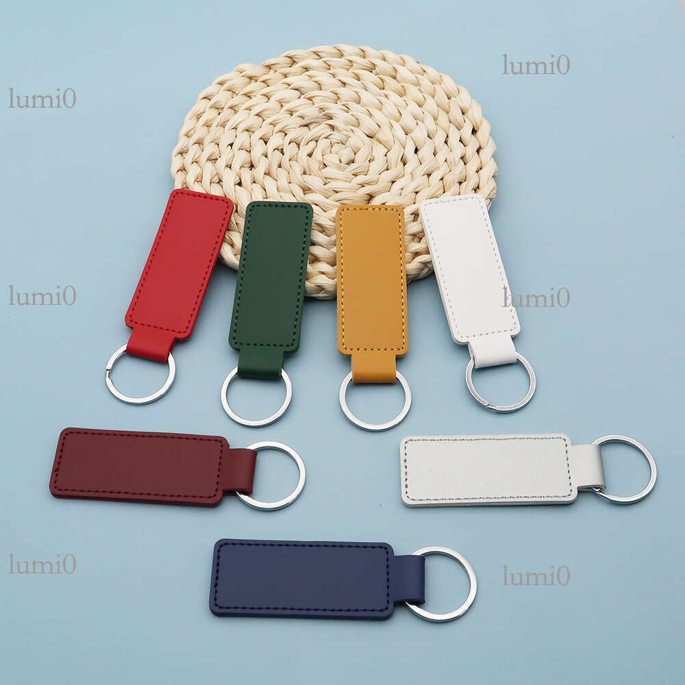 PU Leather Keychain Pendant Double-Sided Stitching Customizable Zinc Alloy Key Ring Ornament