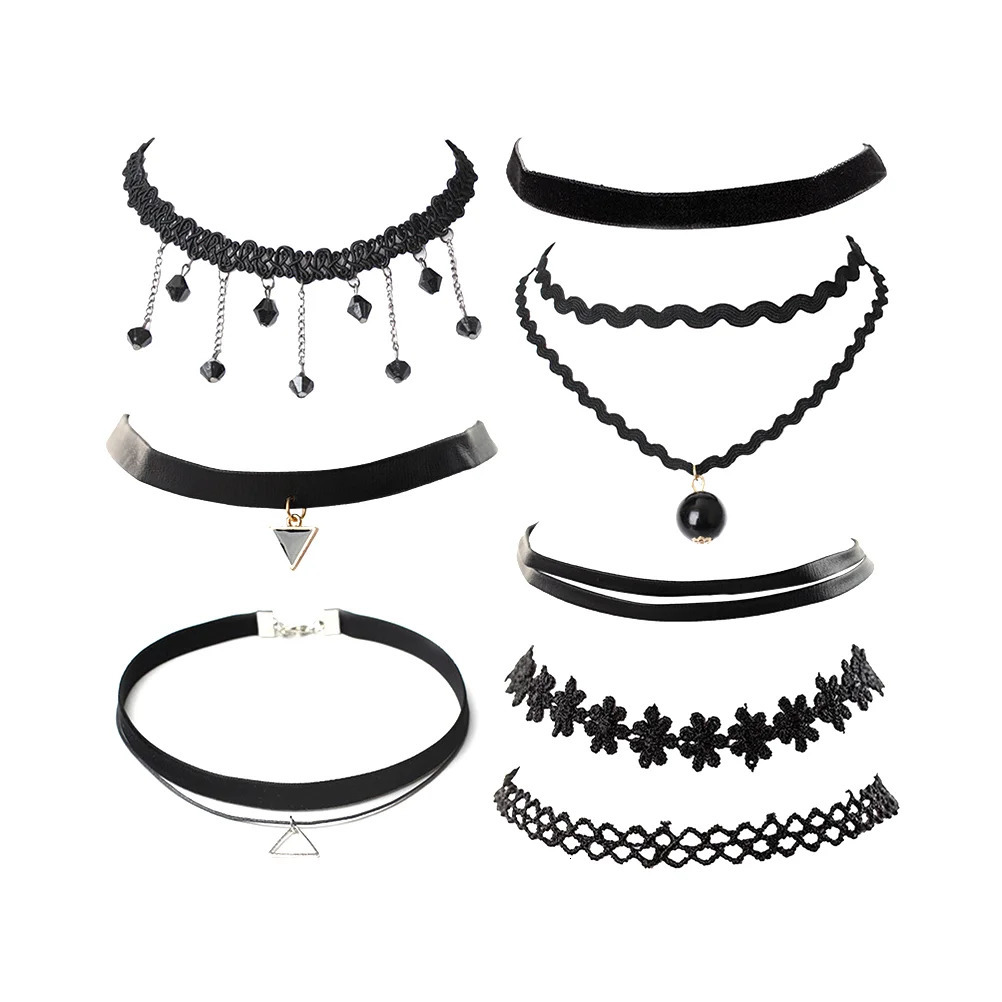 12 Pieces Simple Women Necklace girl Handmade Gothic Retro Vintage Lace Collar Choker Girl Accessories 250811