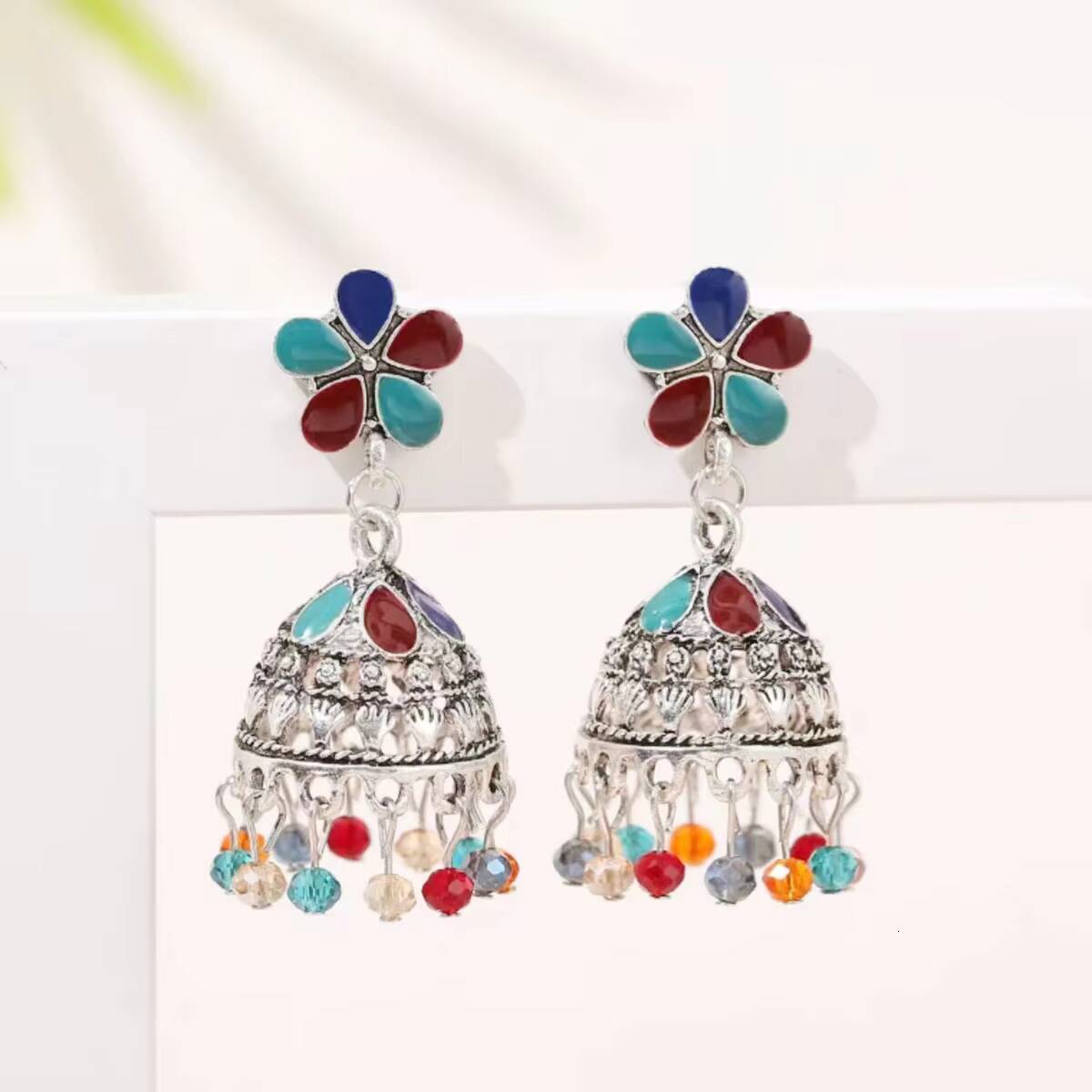 2025 Indian female fashion alloy tassel pendant earrings exaggerated ethnic style gift