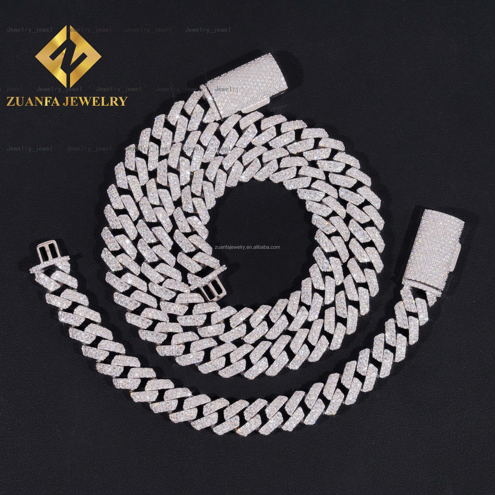 Hot Selling Fire Jewelry Buss Down Big Guy 12mm Iced Out Man Hip Hop Jewelry Pass Diamond Tester Moissanite Miami Cuban Link