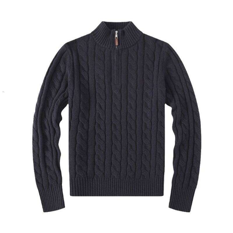 Men's Clothing Autumn And Winter Stand Collar Pony Twist Knitted Sweater Casual Cotton Thick Warm Rl Pullover
