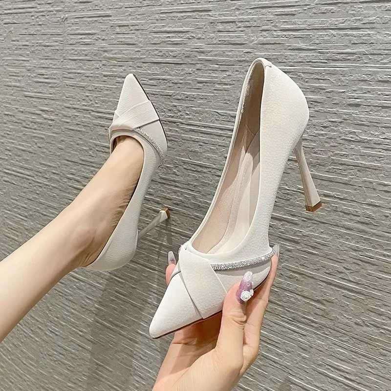 New High Heels Women Shoes Wedding Stilettos Luxury Sandals Spring Autumn New Crystal Pointed Toe Dress Party Pumps Women Shoes W250814