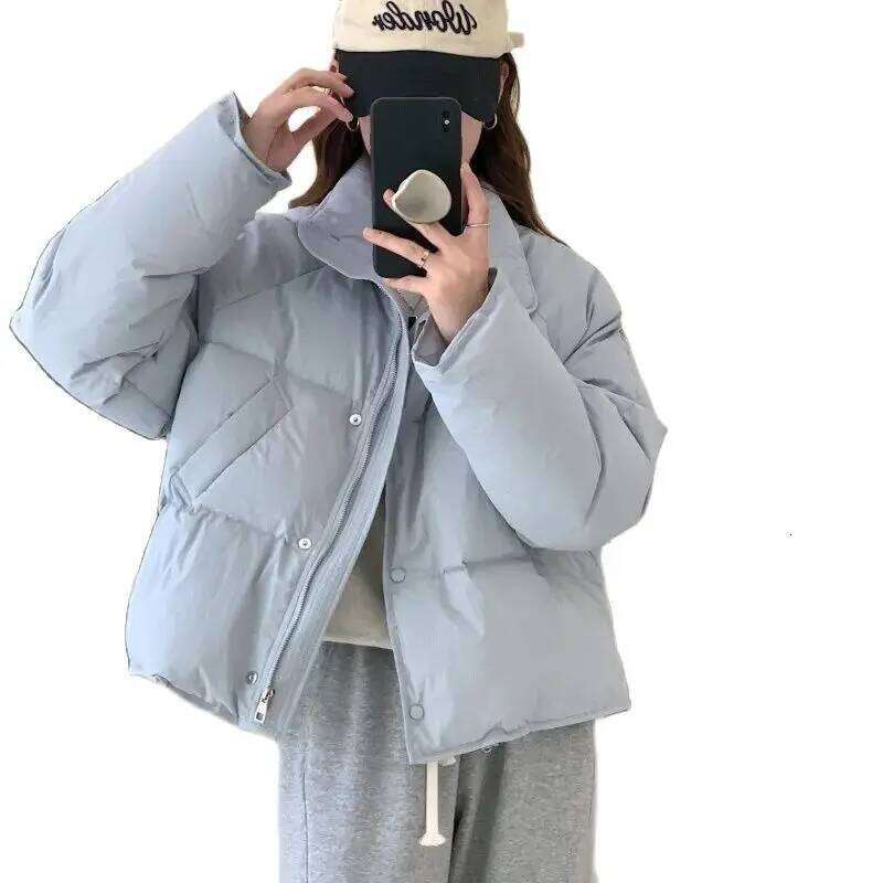 Winter Down Cotton Coat Women Solid Color Loose Padded Jacket Puffer Parkas Casual Female Zipper Thickening Warm Outwear