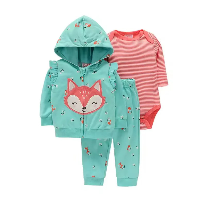 3PCS borns Baby Clothes Set Cute Animal Cartton Kids Clothing Sets 0-24M Bebe Hooded Jacket Trousers Bodysuits Child sets 250813