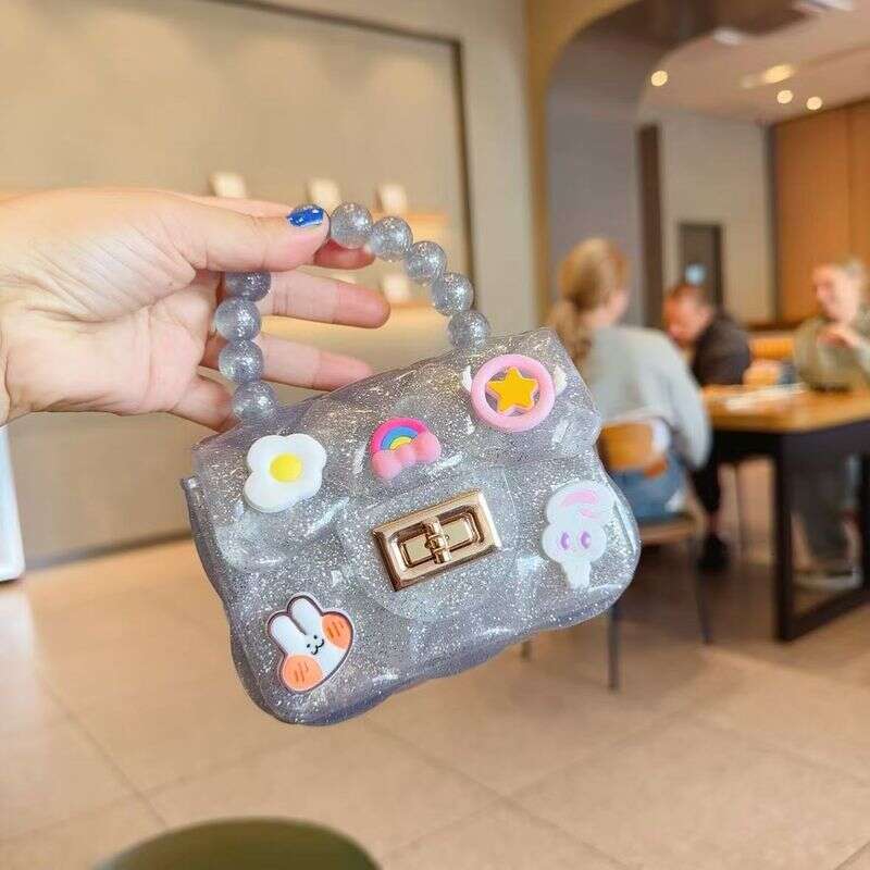 Children's Cute Cartoon Jelly Girls Silicone Coin Purse Messenger Bag Little Girl Mini Pearl Handbag