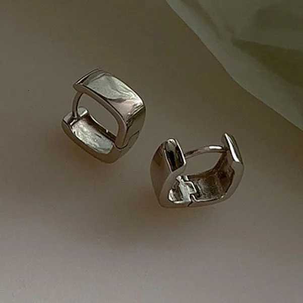 925 Sterling Silver Smooth Geometric Square Hoop Earrings for Women Party Fine Jewelry Minimalist Accessories XJ250814