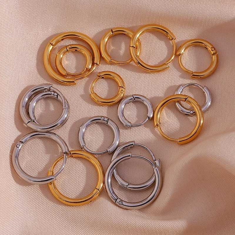 1 Pair Stainless Steel Round Hoop Earrings For Women 2.5mm Thick Hip-hop Street Pop Ear Buckle Classic Huggie Daily Jewelry XJ250814