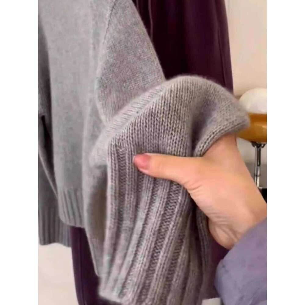 High-Grade High Neck Cashmere Knitwear Women's Autumn And Winter Thick Inside Sweater With Coat Loose Wool Base 20250809