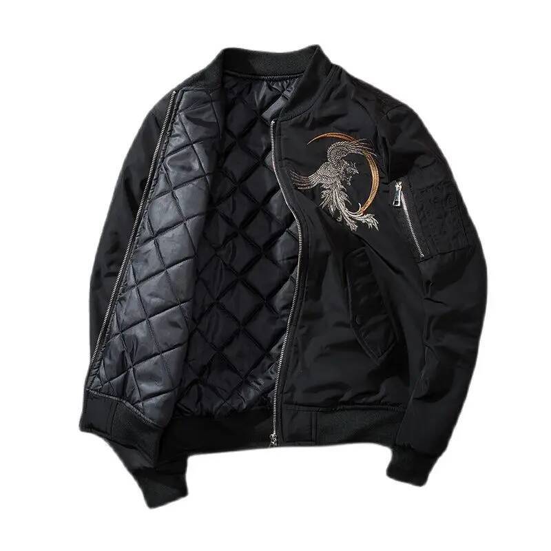 Sukan Phoenix Embroidery Spring Winter Bomber Jacket Men Ma1 Pilot Padded Baseball Coat 2024 Japan Streetwear Z1