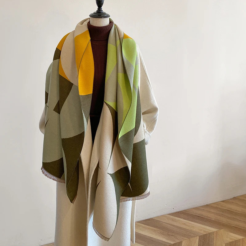 Latest Winter Two-Sided Jacquard Cashmere Scarves High Quality Women Thicken Wrap Shawl Ladies Wool Pashmina Scarf 250808