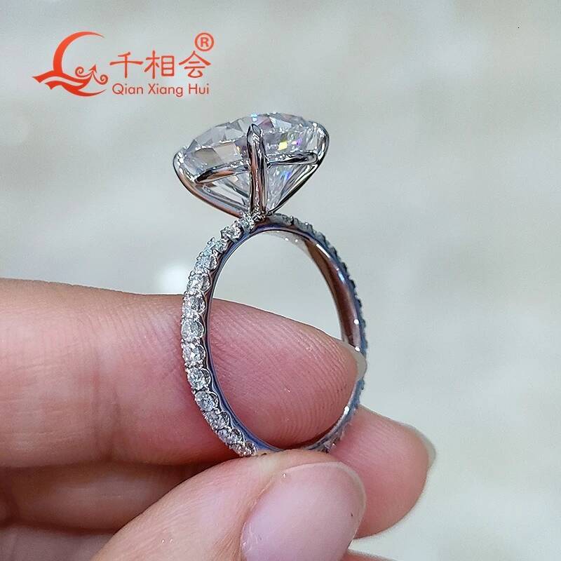 6ct Pear Shape Full D VVS White Melee Moissanite Eternity Band Ring 10x14mm 925 Sterling Silver Engagement Ring for Ladies
