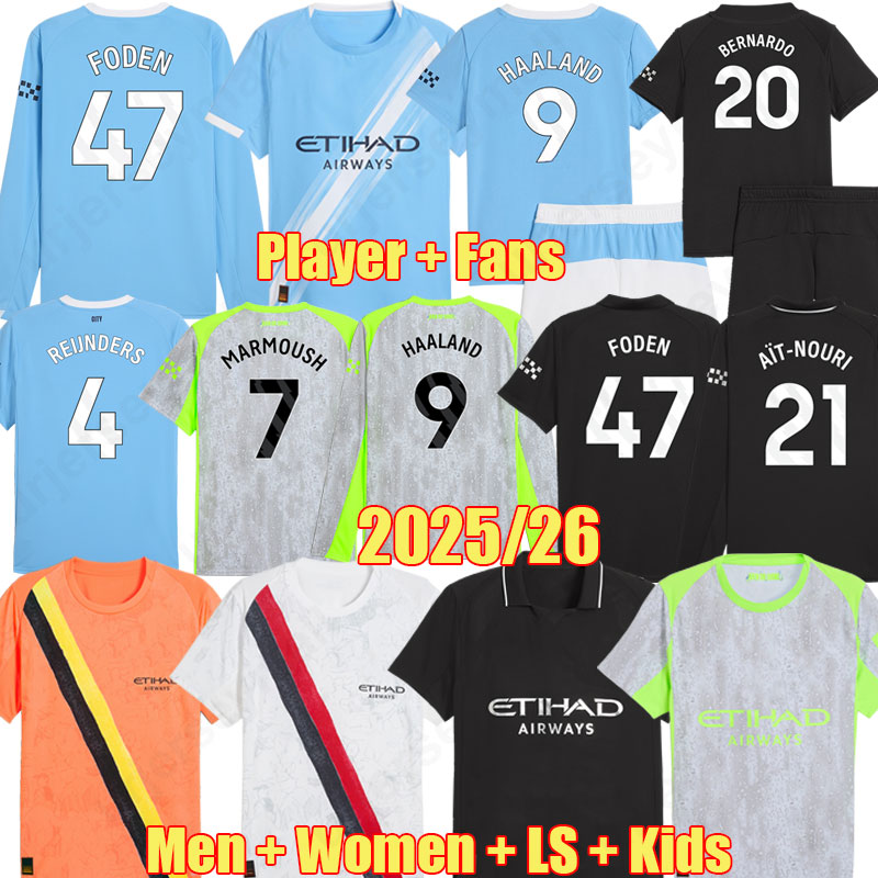 25 26 Man City Soccer Jerseys HAALAND DOKU CHERKI Blue Moon FODEN GREALISH CHERKI football shirt 2025 2026 BERNARDO YTIC RODRIGO Kids 3XL 4XL 992