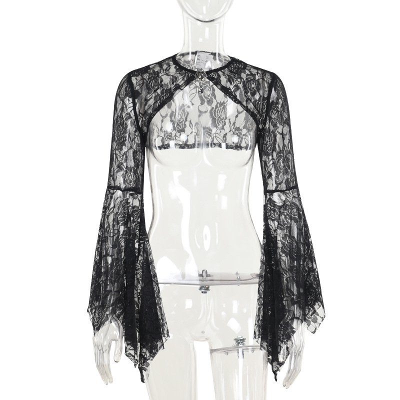 Stage Wear Halloween Sexy Women's Dress Vampire Cosplay Costume Perspective Lace Shawl Slim Fitting Suspender Fishtail Skirt Party Dress Up