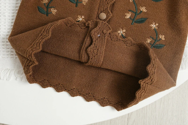 Baby Girl Clothes Girls Knitted Sweater Set Embroidered Flower Two-Piece Jacket And Pants Spring Autumn Korean Style 250813