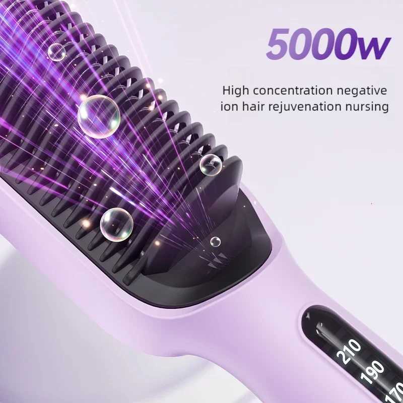 Hair Straightener Negative Ion Straightening Comb - 5000W Ionic Hair Straightener Brush with Ceramic Heating for Frizz Control W250814