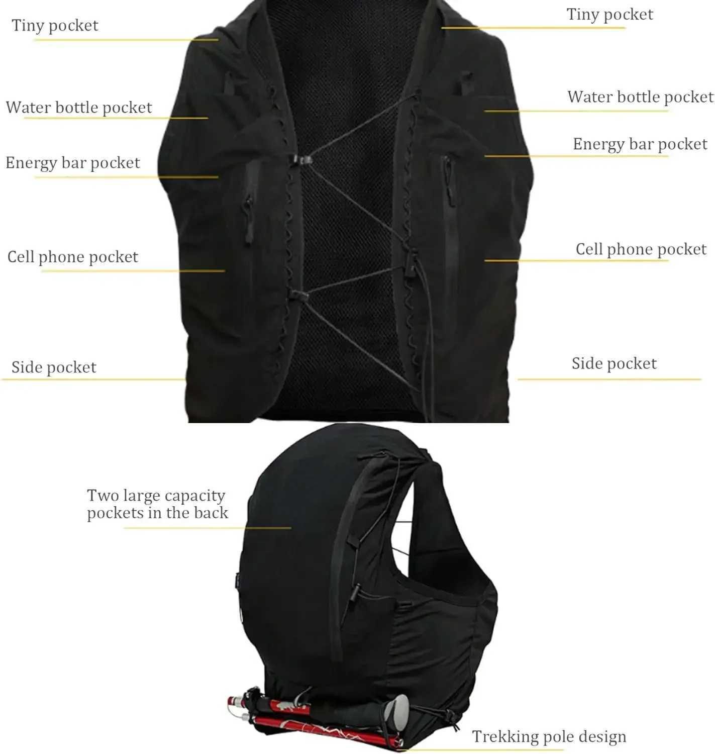 Hydration Vest Pack with 12 kets with Internal for Small Its Phones Walts Keys and Towel for Jogging Biking Hiking Y250814