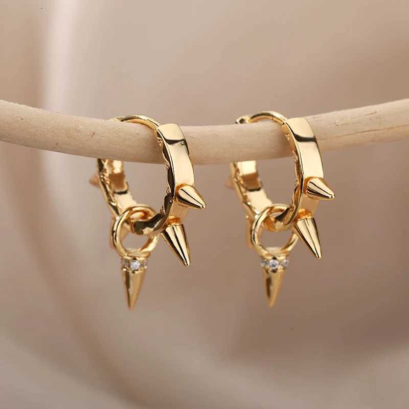 Punk Spike Rivet Hoop Earrings For Women Stainless Steel Huggie Earrings Ear Cuff Piercing Earring Gothic Jewelry Accessories XJ250814