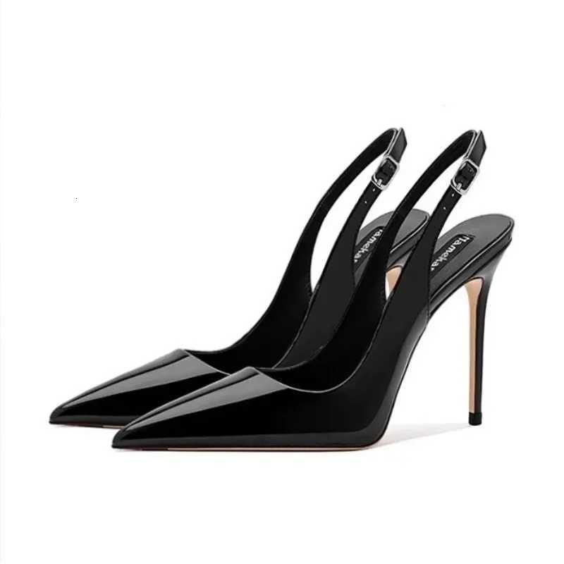 Sexy high-heeled sandals with pointed tips and elegant 2025 summer patent leather strappy fashionable party womens shoes W250814