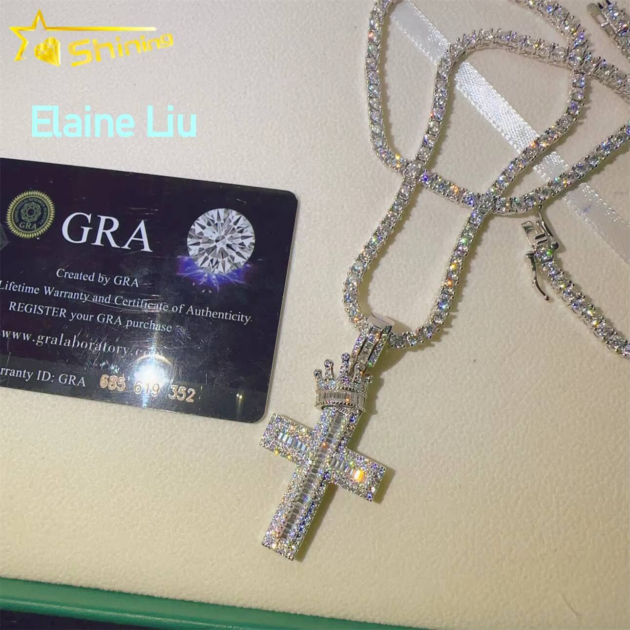 D Color VVS Moissanite Diamond Sterling Silver 925 Fashion Luxury Cross Fine Jewelry Moissanite Hip Hop Pendant