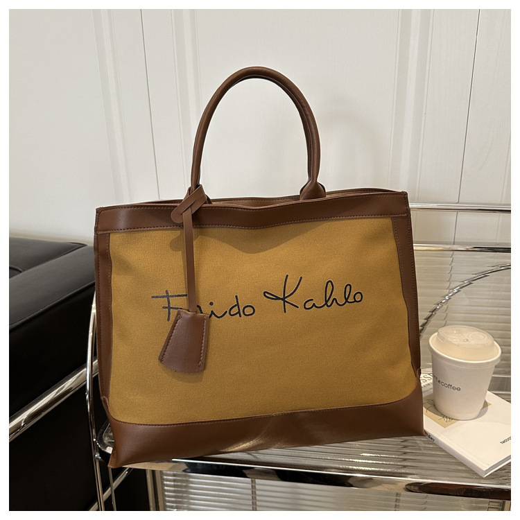 Luxury Brand Designer Bag European And American Large Capacity Fashion Printed Letter 2025 New Retro Artistic Personality Single Shoulder Tote Handbag