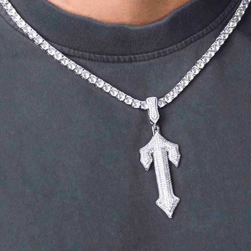 Custom Hip Hop VVS Iced Out Moissanite Mens T Cross Cluster Pendant With 925 Sterling Silver Pass Diamond Tester