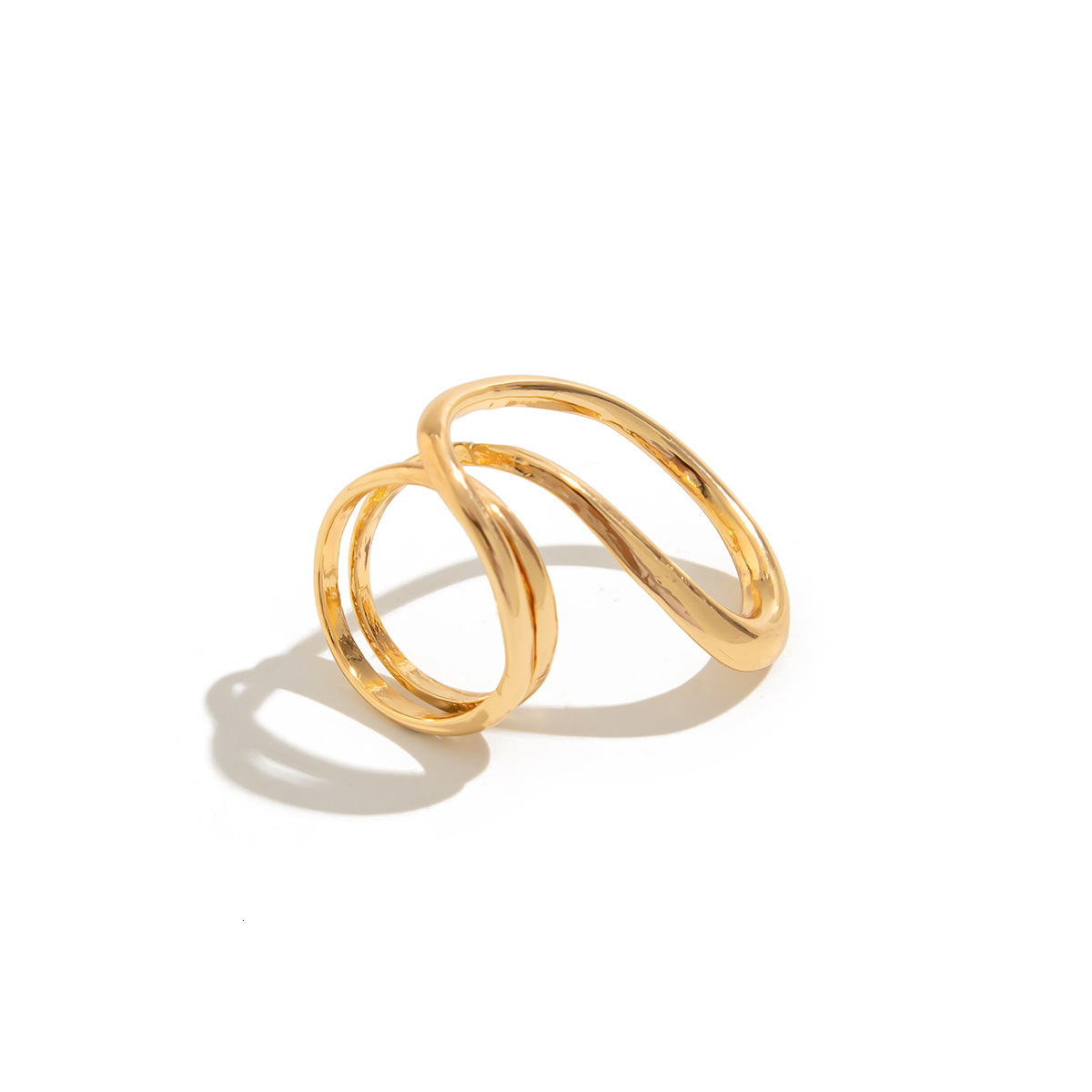 INS Metal Line Hollow Joint Design Sense Geometric Irregular Circle Ring ddmymoon