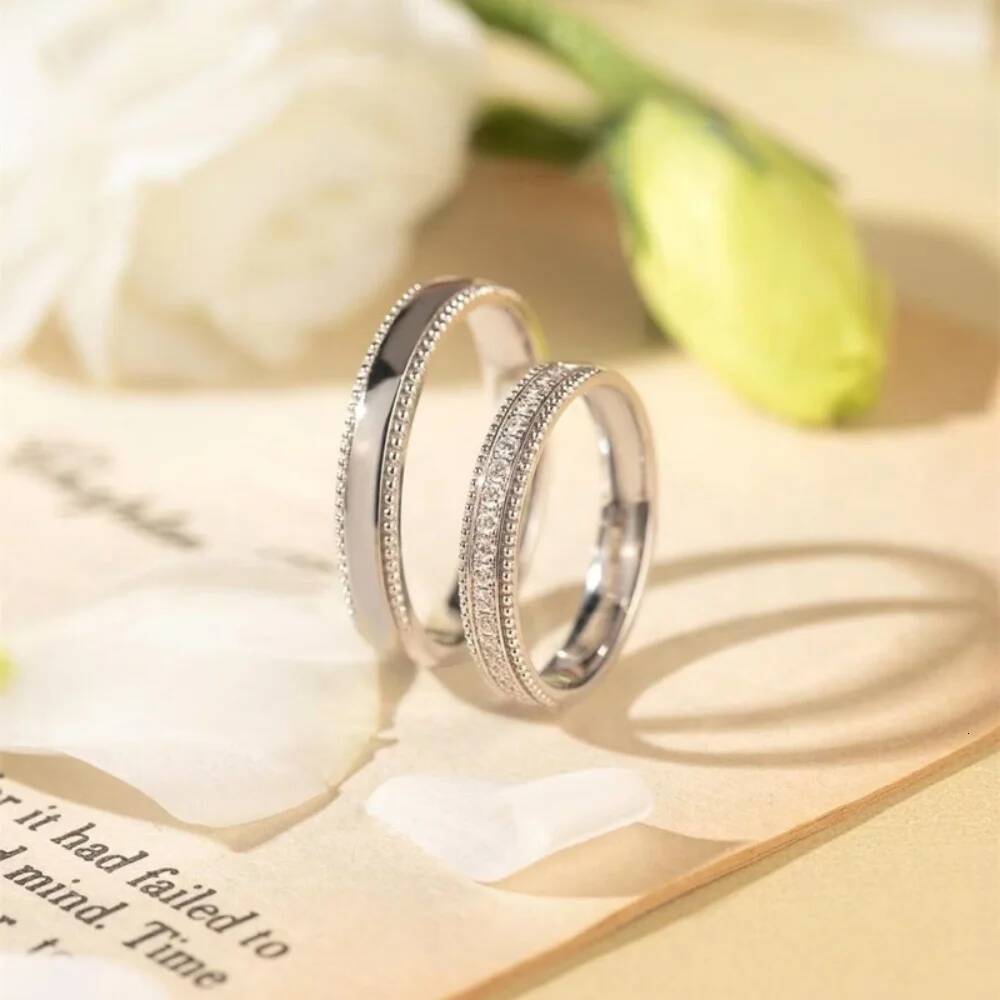 NKHOG Real Moissanite Rings Couple Set For Women Men 925 Sterling Silver Wedding Engagement Band Lab Diamond Gifts Jewelry GRA